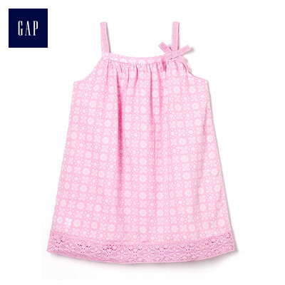 

GAP flagship store female young print embroidered suspender dress 307325 pink print 12-18M