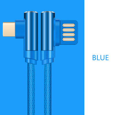 

90 Degree USB Cable For P20 Charging Cable For Huawei Xiaomi Data Cable For Samsung S9 Type C USB Charger Nylon Braid