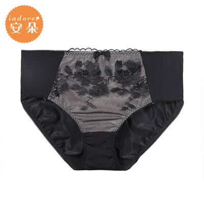 

An Lifangs An Duo waist flower lace sexy briefs ladies red underwear female H21661U black BLK M