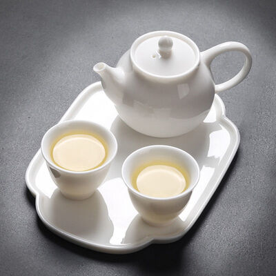 

High Quality White Porcelain Chinese Tea Set Teapot Teacups & Serving Tray Type B