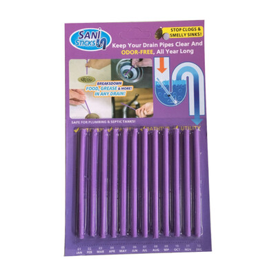 

12pcsSet Pipeline Bathtub Cleaner Decontamination Rod Sani Rods Sewer Toilet Cleaning Stick Deodorizer Odor Free Keep Drain Pipes