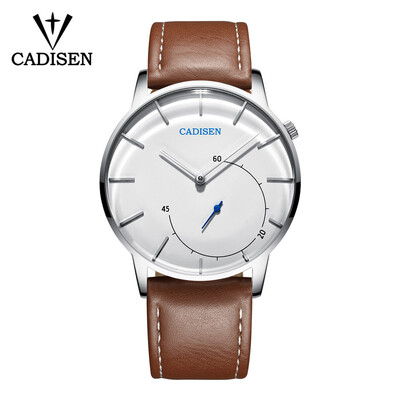 

CADISEN C2029 Men Watch Quartz Watch Top luxury Business Brand 3ATM Waterproof Mineral Reinforced Mirror Leather Strap Round Dial