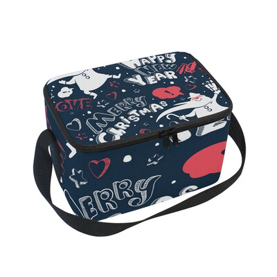 

ALAZA Lunch Box Insulated Lunch Bag Large Cooler Merry Christmas Tote Bag