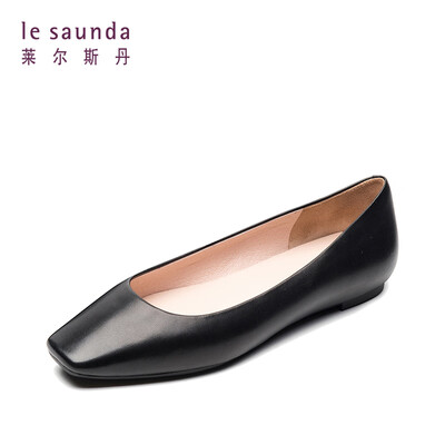 

Lyles Dan Fashion Commuter OL Professional Comfort Square Head Flat Womens Shoes LS AM06903 Black 39