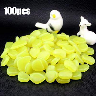 

100pcs Glow in the Dark Garden Pebbles for Walkways Aquarium Decor Plants Luminous Stones