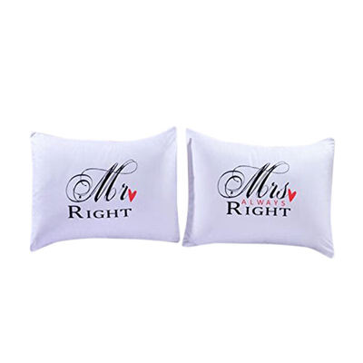 

UpperX One Pair MR&MRS Pillowcases Personalised Pillow Cases for Him or Her Romantic Anniversary Valentines Gift 50x90cm
