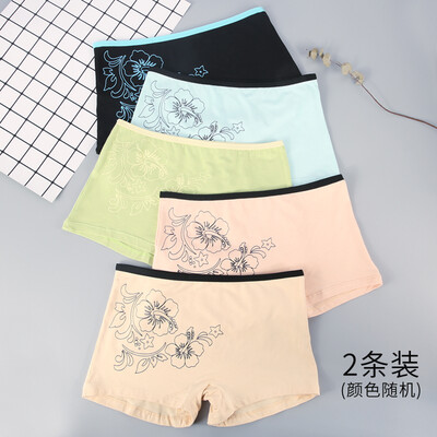 

Gangsha womens underwear womens seamless bamboo fiber fashion printing middle waist pants mixed color 2 pieces recommended waist circumference 18-21 feet