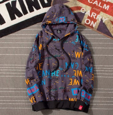 

American street hip-hop graffiti Hooded Sweater men women ins super fire couple wear sleeve batcoat