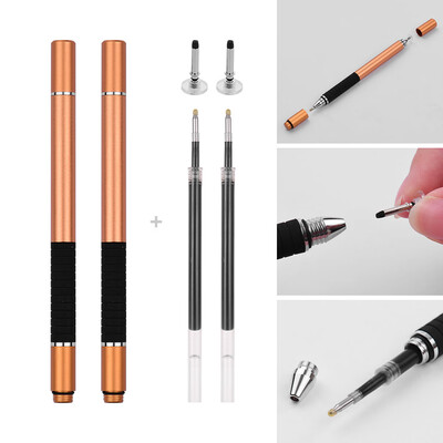 

2 in 1 Precision Stylus Pen with Refill&Disc Tip Capacitive Touchscreen Stylus Pen For Cellphone Tablet Pack of 2pcs SilverSi