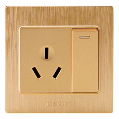 

Delixi DELIXI switch socket panel 16A three-hole air conditioning socket with a dual control switch brushed champagne gold