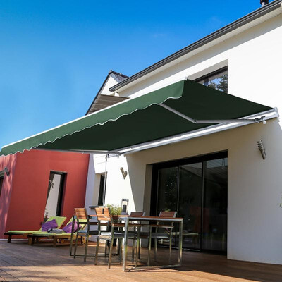 

Outdoor Patio Manual Retractable Exterior Window Awning - Green