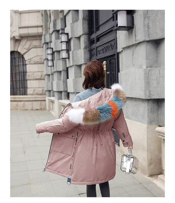 

Down jacket womens fashion long white duck down jacket fur collar down jacket 90237