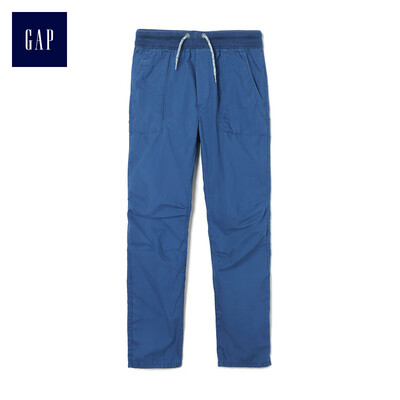 

GAP flagship store boy cotton drawstring elastic waist tooling wind trousers 372674 cobalt blue XS