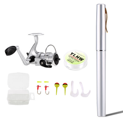 

Pen Fishing Rod&Reel Combo Set Mini Telescopic Pocket Fishing Rod Spinning Reel Fishing Line Soft Lures Baits Jig Hooks