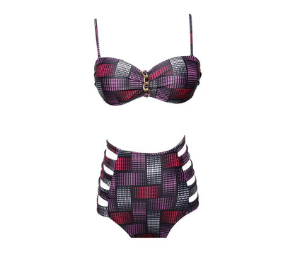 

Womens Printed steel plate split swimsuit Sexy high waist bikini