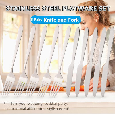 

2 Pairs Stainless Steel Flatware Silverware Set Knife&Fork Home Kitchen Hotel Restaurant Tableware Cutlery Set
