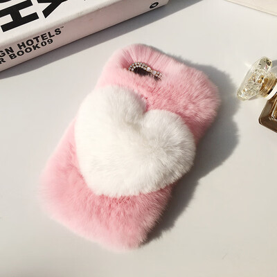 

Love Heart Case For Oppo R7s Cute Rabbit Cover Hairy Fur Fluffy Phone Case