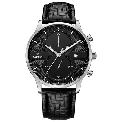 

CADISEN Men Watches Top Brand Luxury Fashion Business Quartz Watch Sport Leather Waterproof Wristwatch