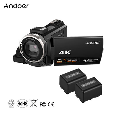 

Andoer 4K 1080P 48MP WiFi Digital Video Camera Camcorder Recorder with 2pcs Rechargeable Batteries Novatek 96660 Chip 3inch Touchs