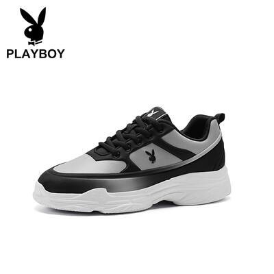 

Playboy PLAYBOY personality fashion Korean version of the platform casual shoes men wear comfortable DS85201 black light gray 39
