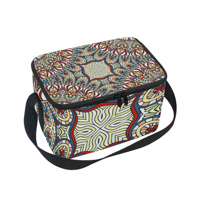 

ALAZA Insulated Lunch Box Vintage Decorative Elements Lunch Bag for Men Women Portable Tote Bag Cooler Bag