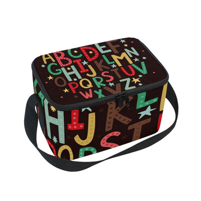 

ALAZA Lunch Box Insulated Lunch Bag Large Cooler Alphabet Pattern Tote Bag