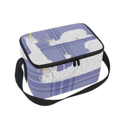

ALAZA Lunch Box Insulated Lunch Bag Large Cooler Cute Cartoon Lama Alpaca Tote Bag