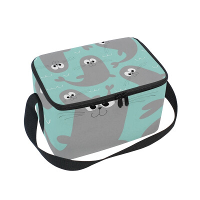 

ALAZA Lunch Box Insulated Lunch Bag Large Cooler Harp Seal Pup Tote Bag