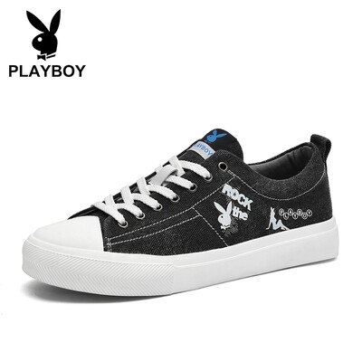 

Playboy PLAYBOY England low cut casual vulcanized canvas shoes mens flat comfortable DS85239 black 42