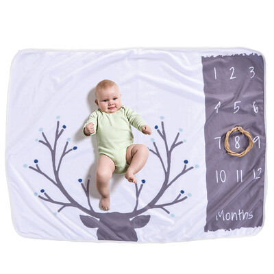 

Baby Monthly Milestone Blanket Marker For Girl Boy Floral Deer Horn Frame Newborn Photo Prop Background 30 40in Not Wrinkle Or
