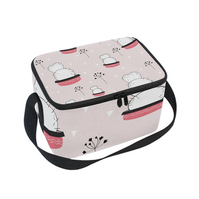 

ALAZA Insulated Lunch Box Cactus Pink Background Lunch Bag for Men Women Portable Tote Bag Cooler Bag