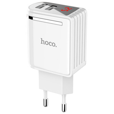 

HOCO 5V24A 2 Ports USB Wall Fast Charging Charger EU US Plug Power LED display Adapter For iPhone X XS XS Max XR Samsung xiaomi