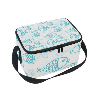 

ALAZA Lunch Box Insulated Cute Fish Lunch Bag Large Cooler Tote Bagfor Men Women