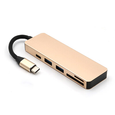 

5-in-1 USB C Hub Multi-Port Adapter with 1 USB 31 Port&2 USB 30 Ports SD TF Card Reader for Type C Devices