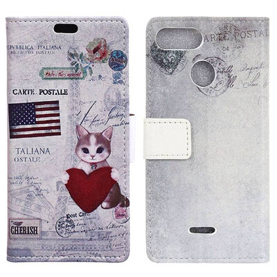 

MOONCASE Millet red rice 6 pattern leather case - peach heart cat