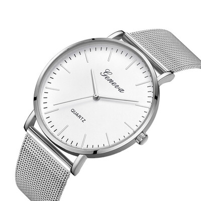 

Modern Fashion Black Quartz Watch Men Women Mesh Stainless Steel Watchband