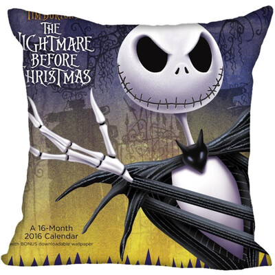 

Nightmare Before Christmas Pillow Cover Bedroom Home Office Decorative Pillowcase Square Zipper Pillow Cases Satin Fabric No Fade
