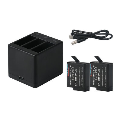 

3-Channel Action Camera Battery Charger with 2pcs 1200mAh 44V Rechargeable Action Camera Batteries for GoPro Hero 5Hero 6 Hero