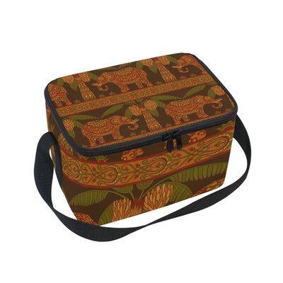 

ALAZA Lunch Box Elephant And Palm Tree Insulated Lunch Bag Large Cooler Tote Bagfor Men Women