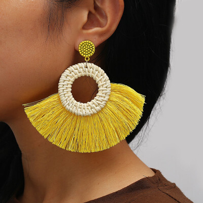 

Fashion Ethnic Style Individuality Exaggeration Wool Tape Earrings