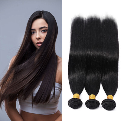 

Straight Brazilian hair Bundles with Closure 100 Unprocessed Human Hair Bundles Natural Black Color Unprocessed Virgin Bundles