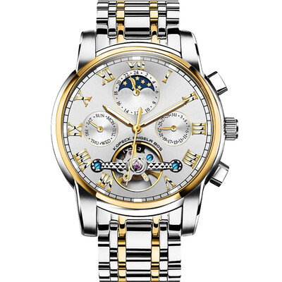 

Angela Bos 9022G Watch Men Automatic Mechanical Movement Wrist Watch Waterproof Calendar Luminous Watch for Men