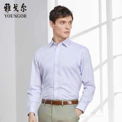 

Youngor shirt mens 2019 spring youth mens casual dress shirt YLDP10263KJA purple 40