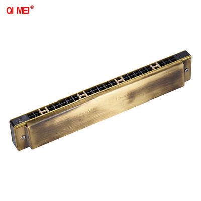 

QIMEI QM24A-14 24 Holes Harmonica Tremolo Mouth Organ Key of C Professional Performance with Box
