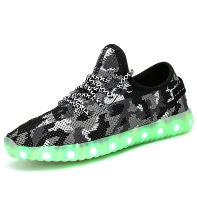 

Children & Adult Shoes 7 Colorful LED Lights Men & Women Breathable USB Rechargeable Fluorescent Luminous Sneakers SIZE 35-46