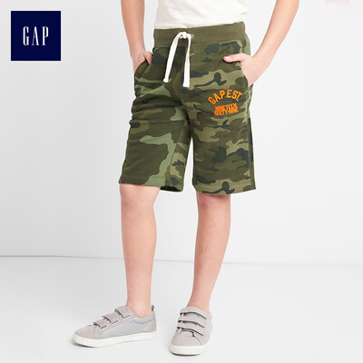 

GAP flagship store boy logo logo fleece camouflage basic pattern shorts 237840 green camouflage 110cm