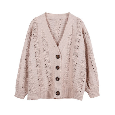 

The fall of 2018 V is gotten brief paragraph knitted cardigan Sweater female