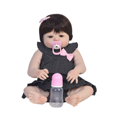 

23 Inch Silicone Vinyl Newborn Babies Doll Safe Full Body Silicone Dolls Reborn Girls Toys Kids Playmates Can Bathe Xmas Gift