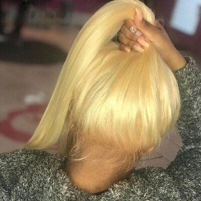 

613 Blonde hair color Brazilian virgin human hair blonde Full lace wigs with baby hair
