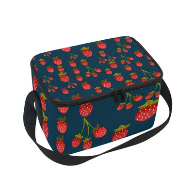 

ALAZA Lunch Box Insulated Pattern With Strawberries Lunch Bag Large Cooler Tote Bagfor Men Women